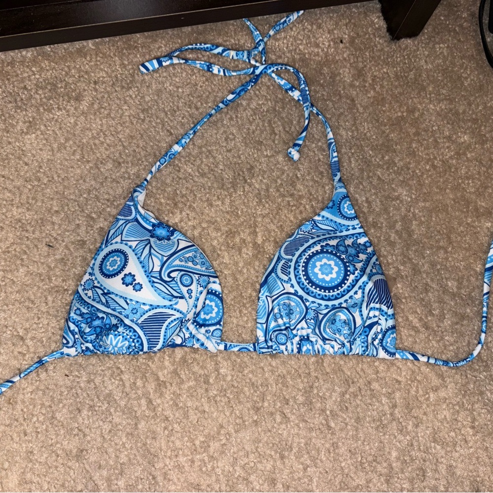 Amazon Blue Patterned Bikini Top